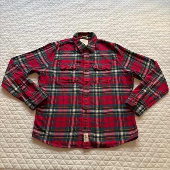 Y2K Abercrombie & Fitch Muscle Flannel Shirt Size XXL Red Blue Lumberjack Plaid - Picture 1 of 16